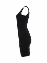 Shiny Crepe Jersey Midi Dress in Black