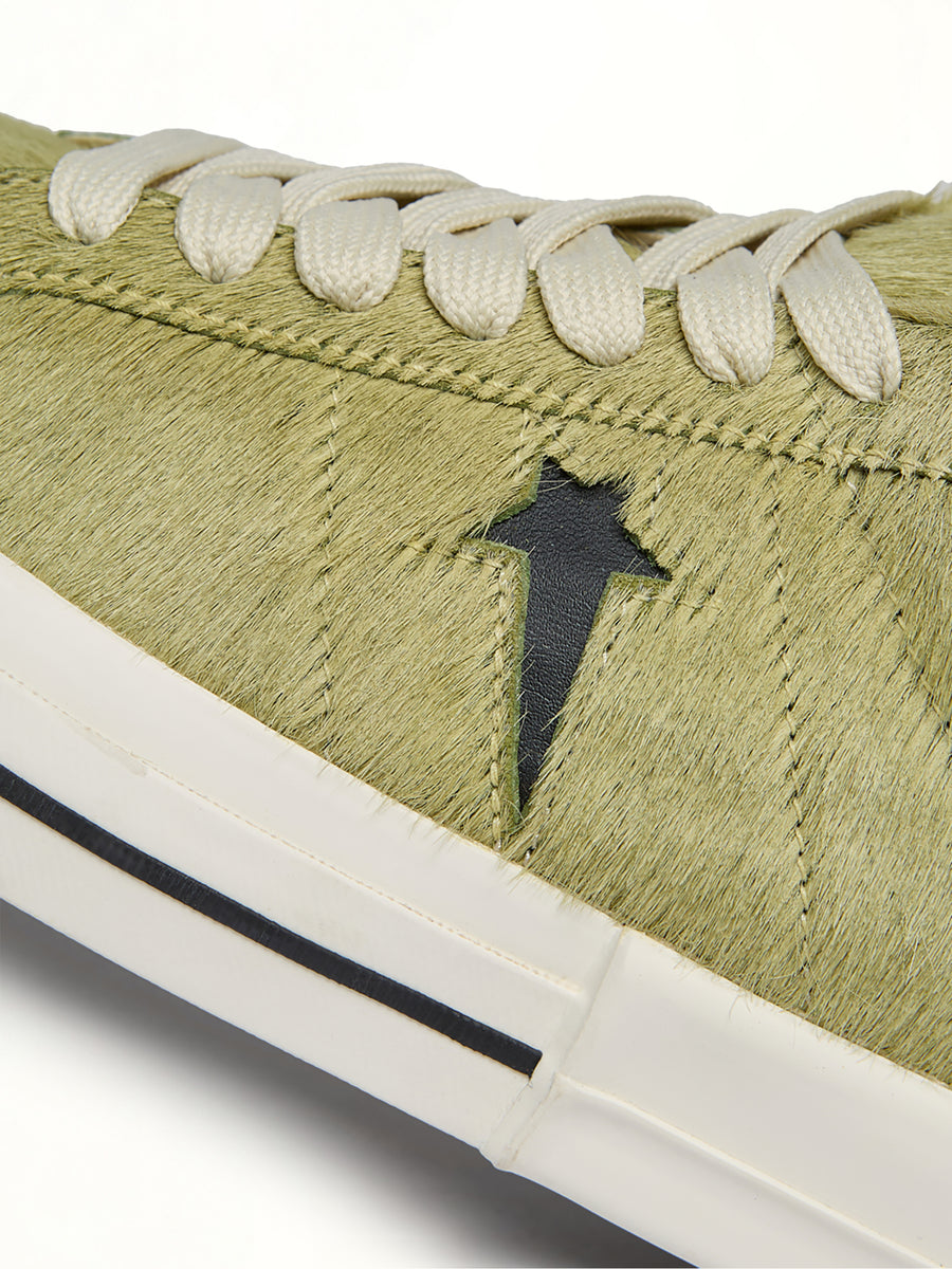 One Star Fur Sneaker A14797C in Acid/Black  | RICK OWENS DRKSHDW