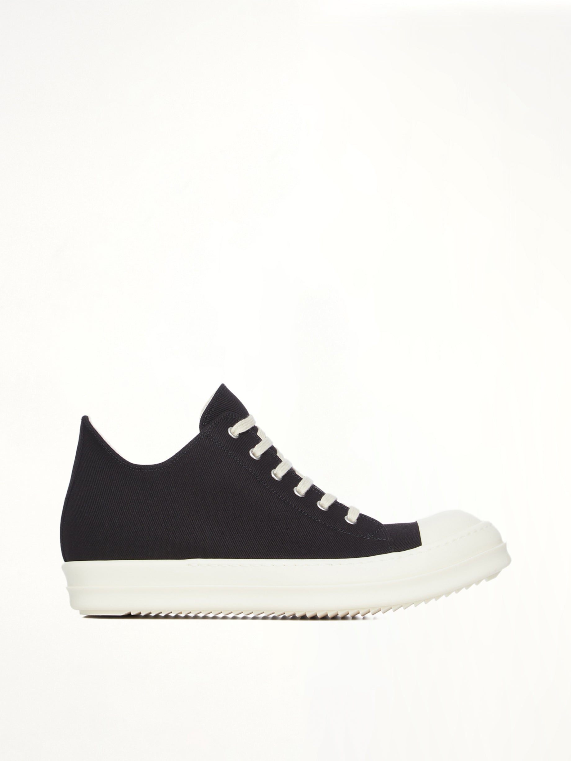 Low Sneaks in Black/Milk Side View | RICK OWENS DRKSHDW