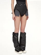 Stretch Denim Dirt Cutoffs in Black Wax