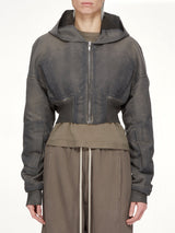 Washed Nylon Hooded Cropped Flight in Dark Dust