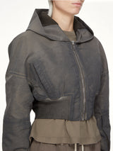Washed Nylon Hooded Cropped Flight in Dark Dust