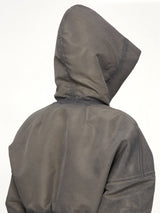 Washed Nylon Hooded Cropped Flight in Dark Dust