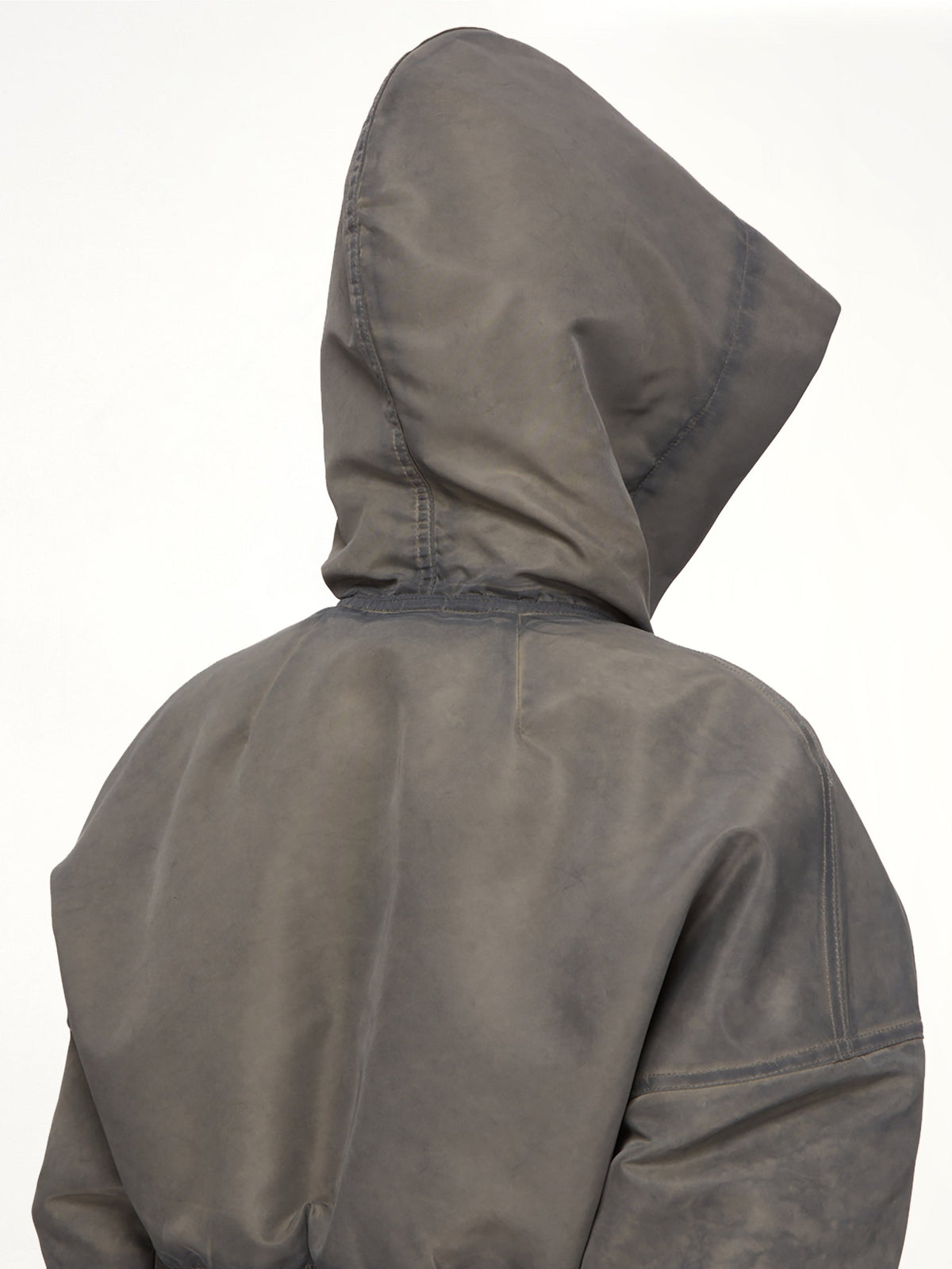 Washed Nylon Hooded Cropped Flight in Dark Dust