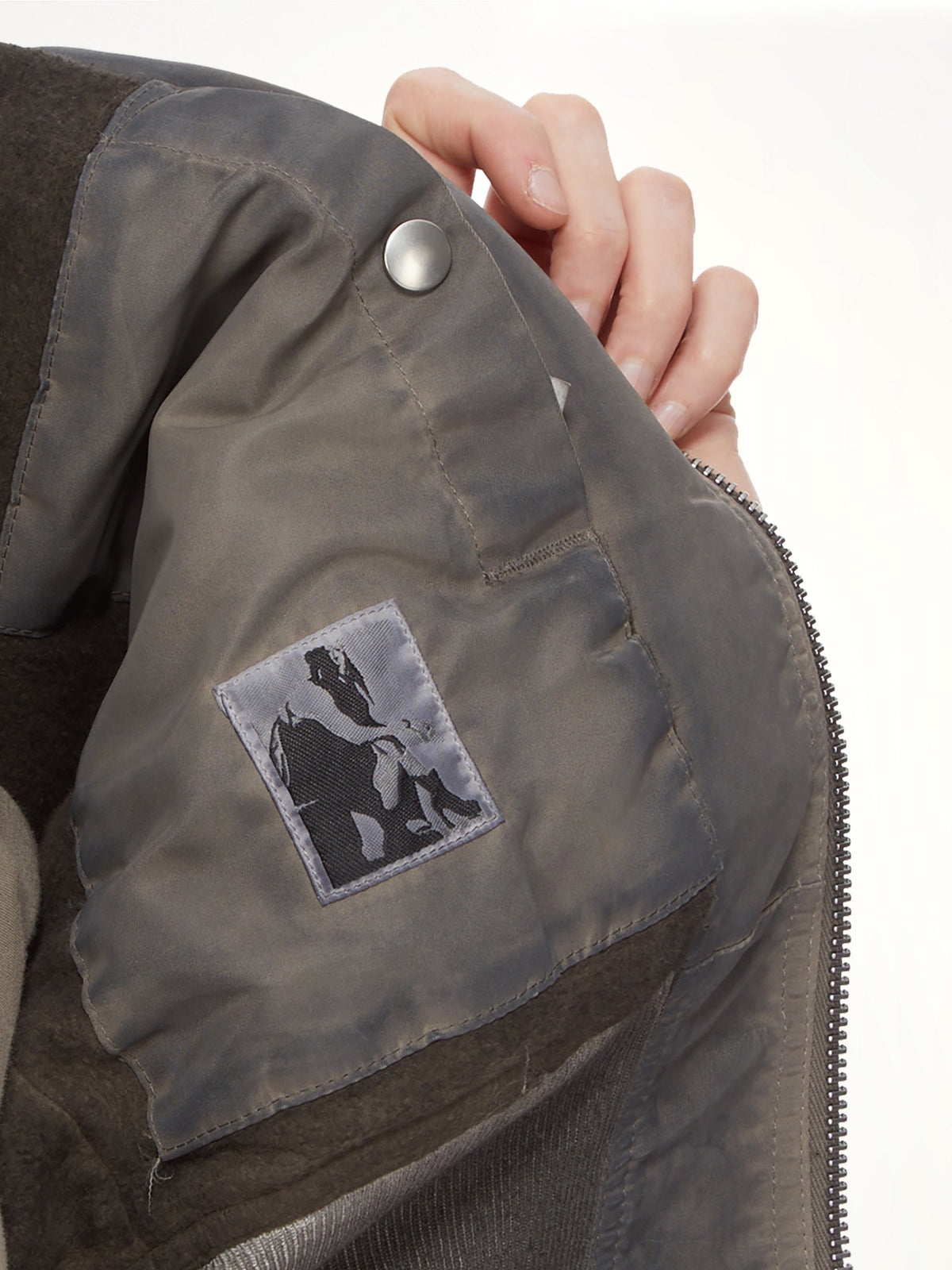Washed Nylon Hooded Cropped Flight in Dark Dust