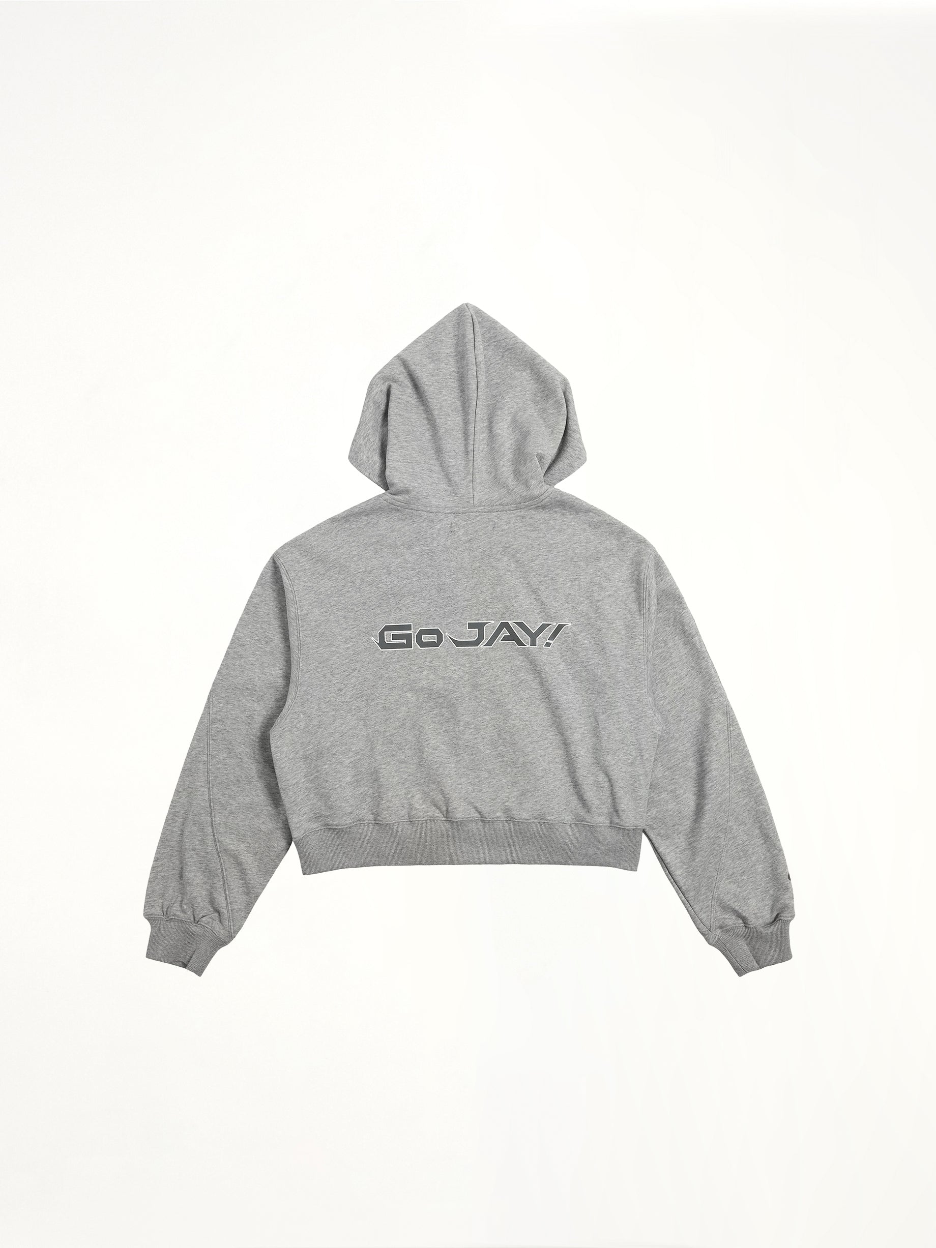 J Carnival II World Tour Cropped Zip Hoodie in Light Grey