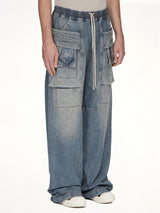 Creatch Wide Cargo Drawstring in Washed Indigo