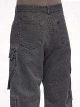 Cotton Canvas Double Cargo Jeans in Gravel