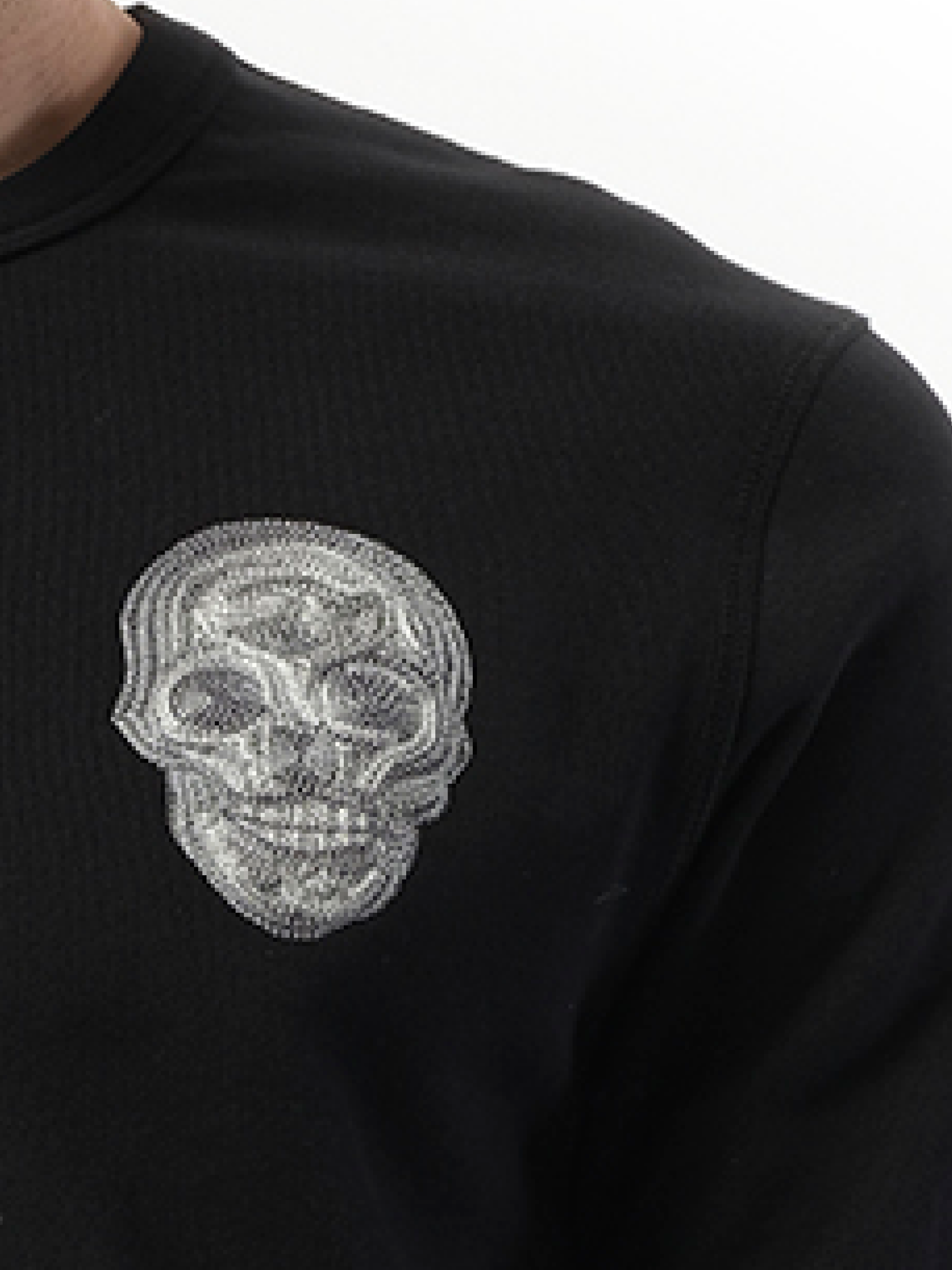 Embroidered Chain Skull Sweatshirt in Black