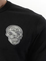 Embroidered Chain Skull Sweatshirt in Black