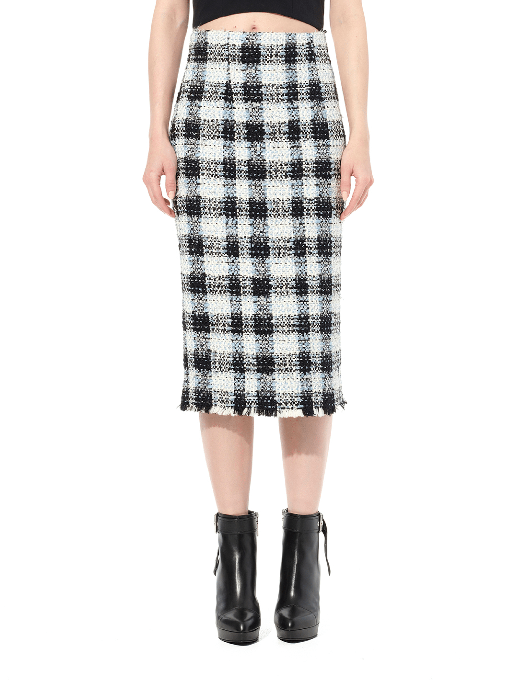 Check Tweed Skirt in Blue
