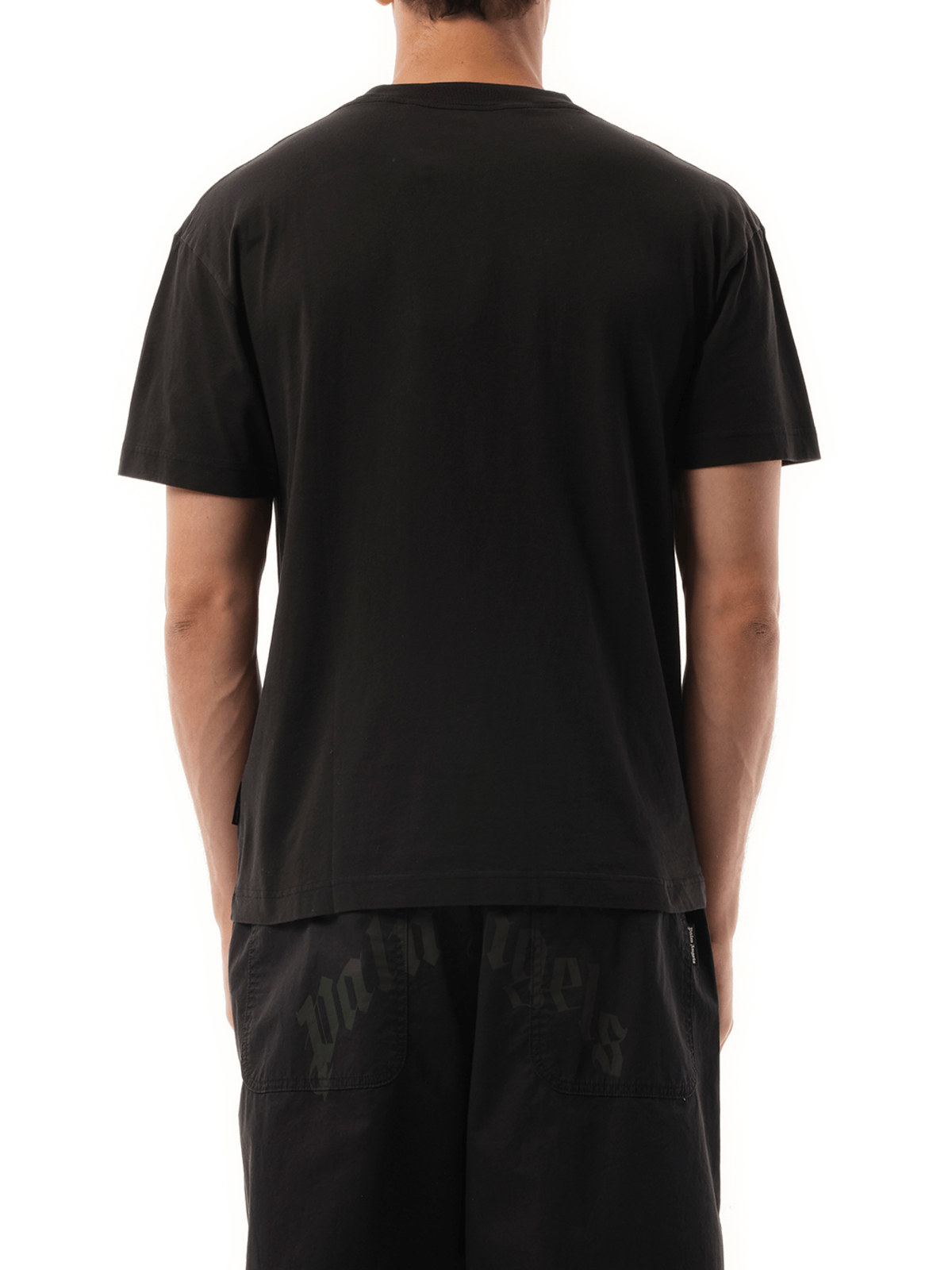 Palm Angels Curved Logo T-Shirt in Black