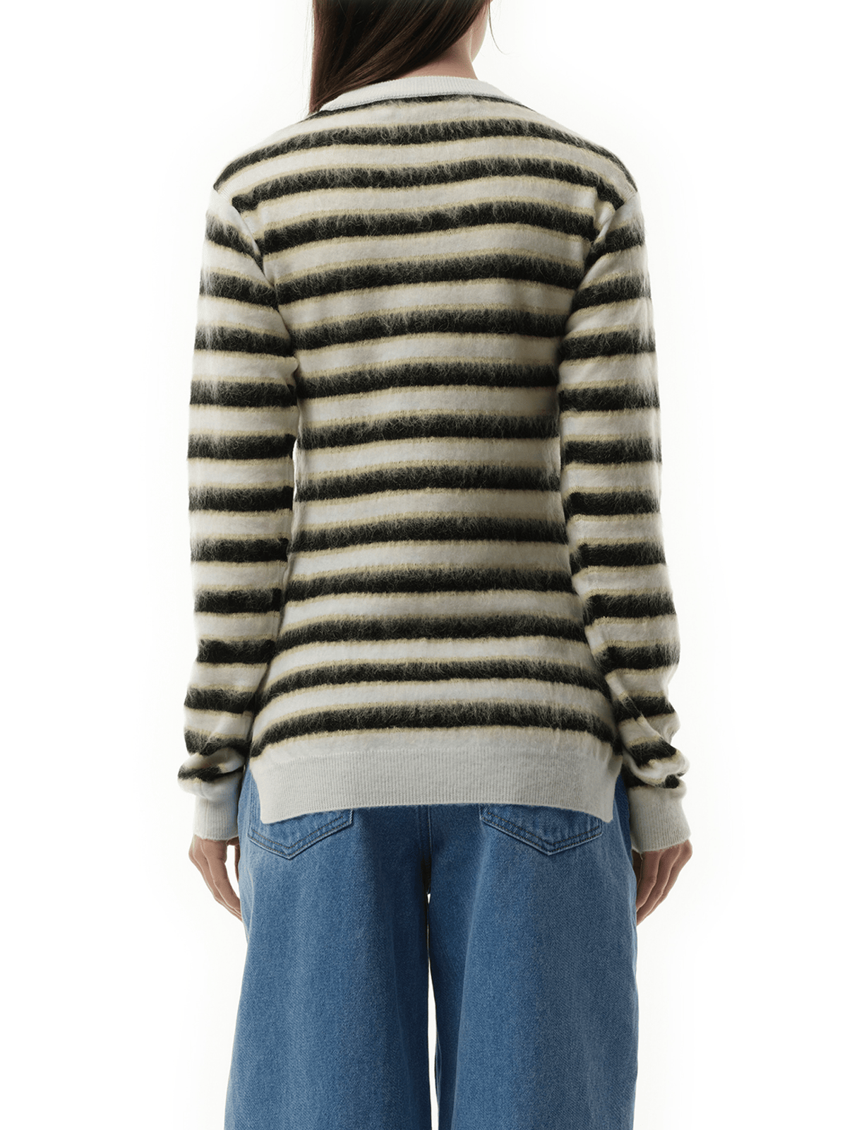 Mohair Stripe Sweater in Light Alabaster