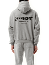 Represent Represent Owners Club Zip Hoodie in Ash Grey/Black