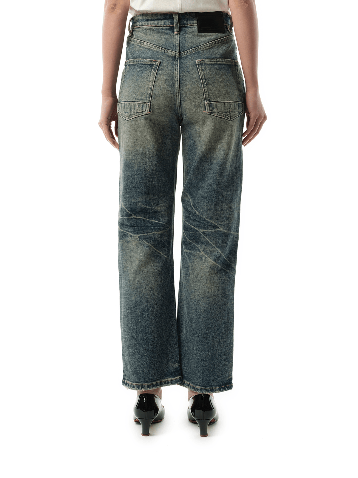 Vintage Washed Straight-Cut Jeans in Blue