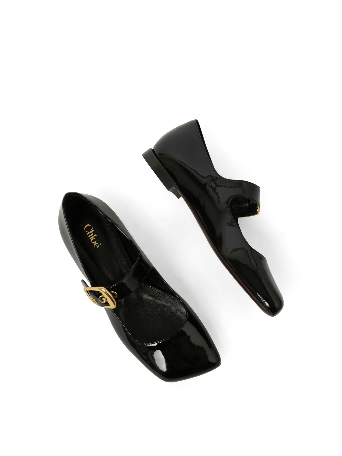 Polly Flat Sandals in Black Top View | CHLOE