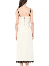 Denim Bust Midi Dress in Ecru