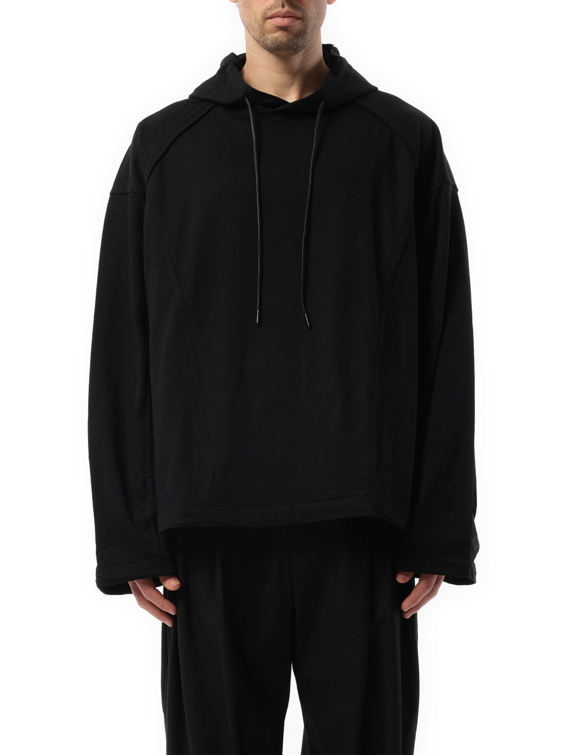 Multi String Over Hoodie in Black