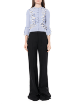 Ruffle Knit Cardigan in Light Blue