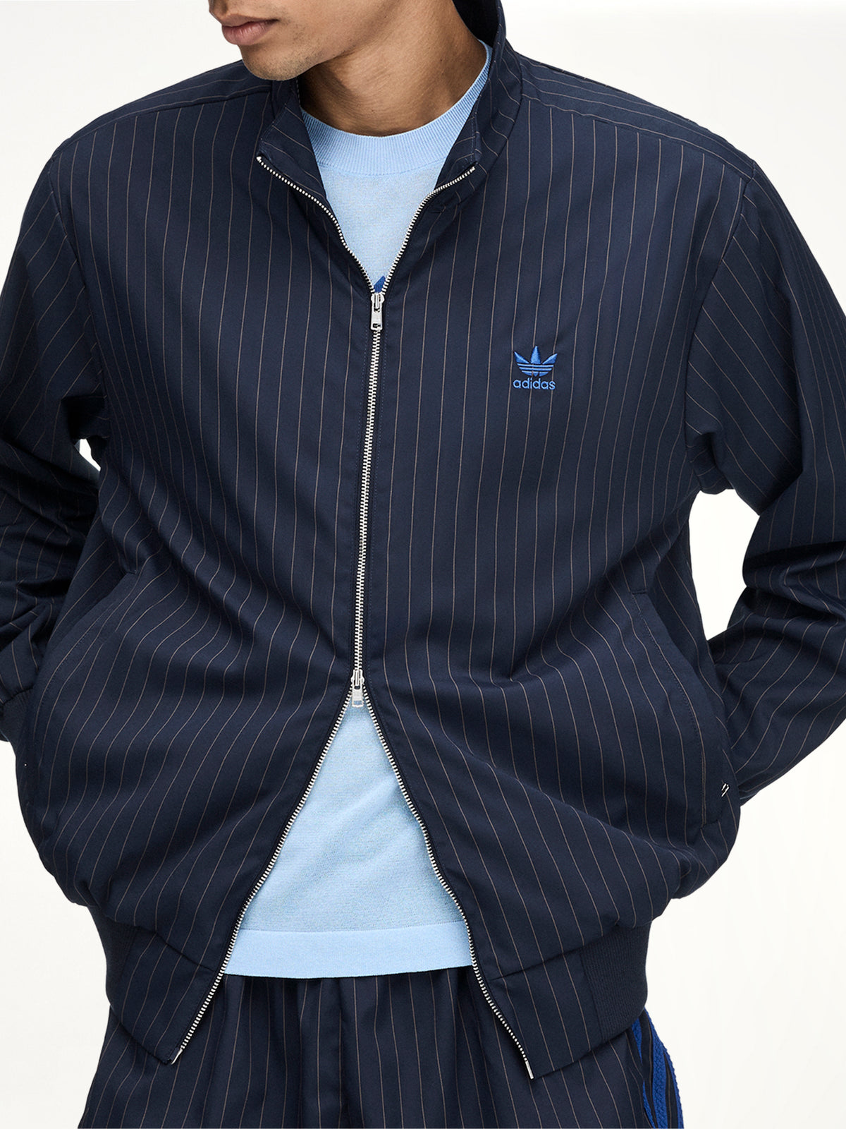 Adidas x WB Pinstripe Track Top in Night Navy