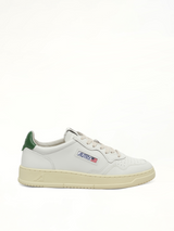 Medalist Low Sneakers in White/Green Side View | AUTRY