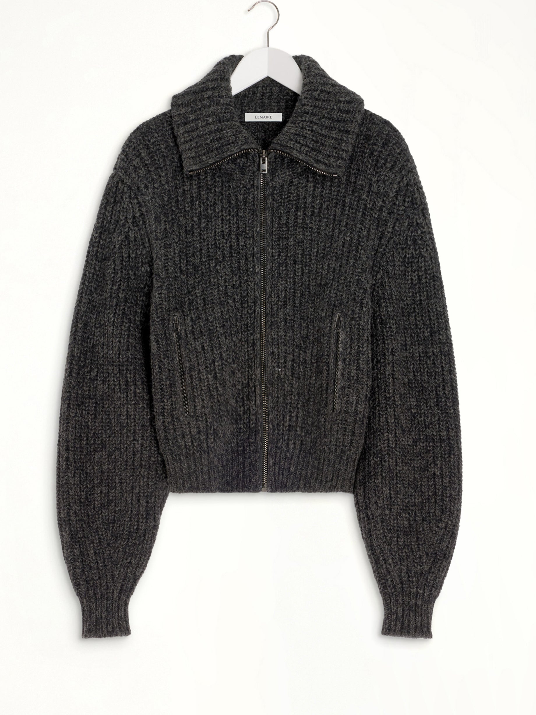 Zipped Cardigan in Black / Mink Brown