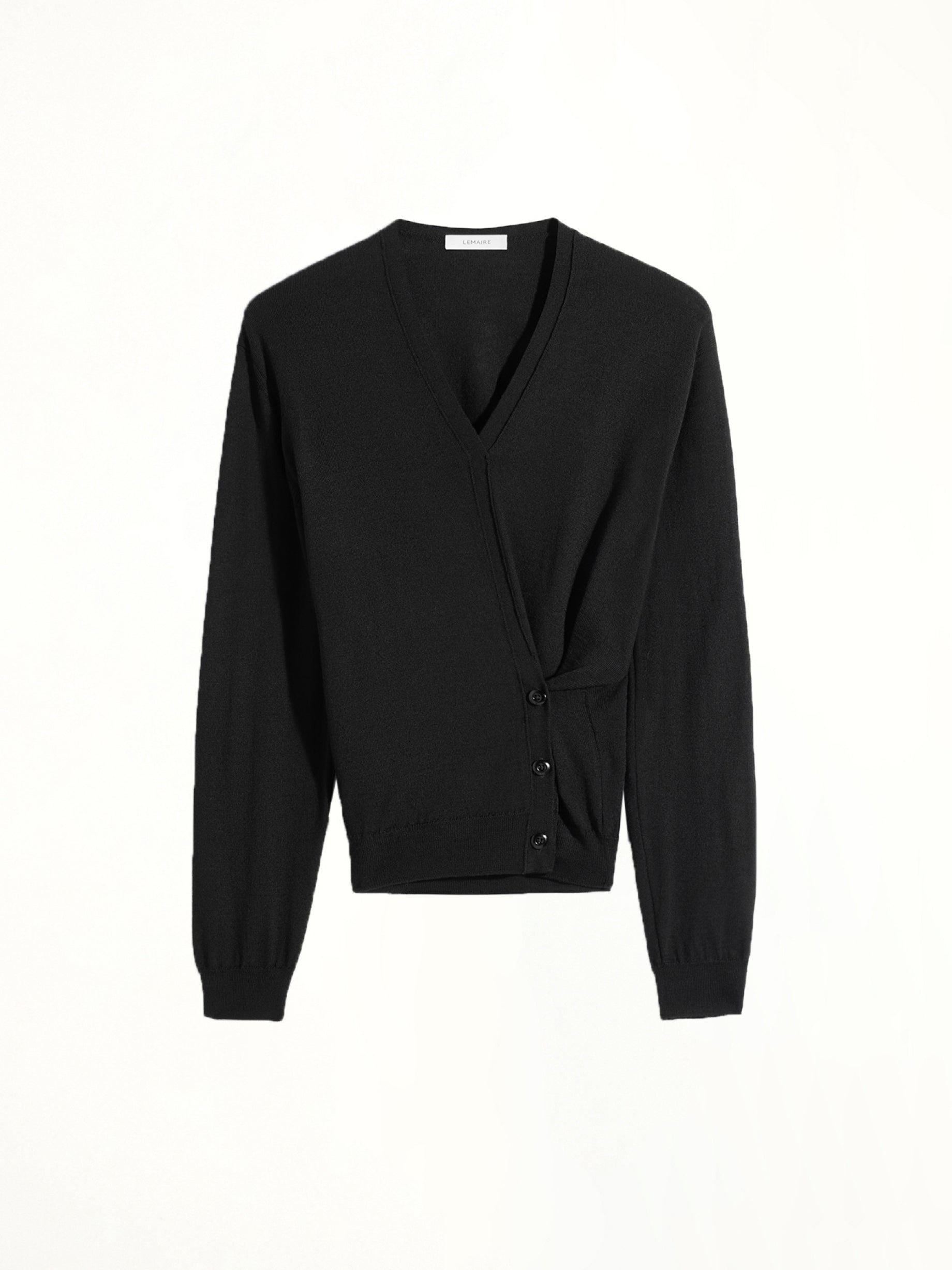 Twisted V Neck Jumper in Black