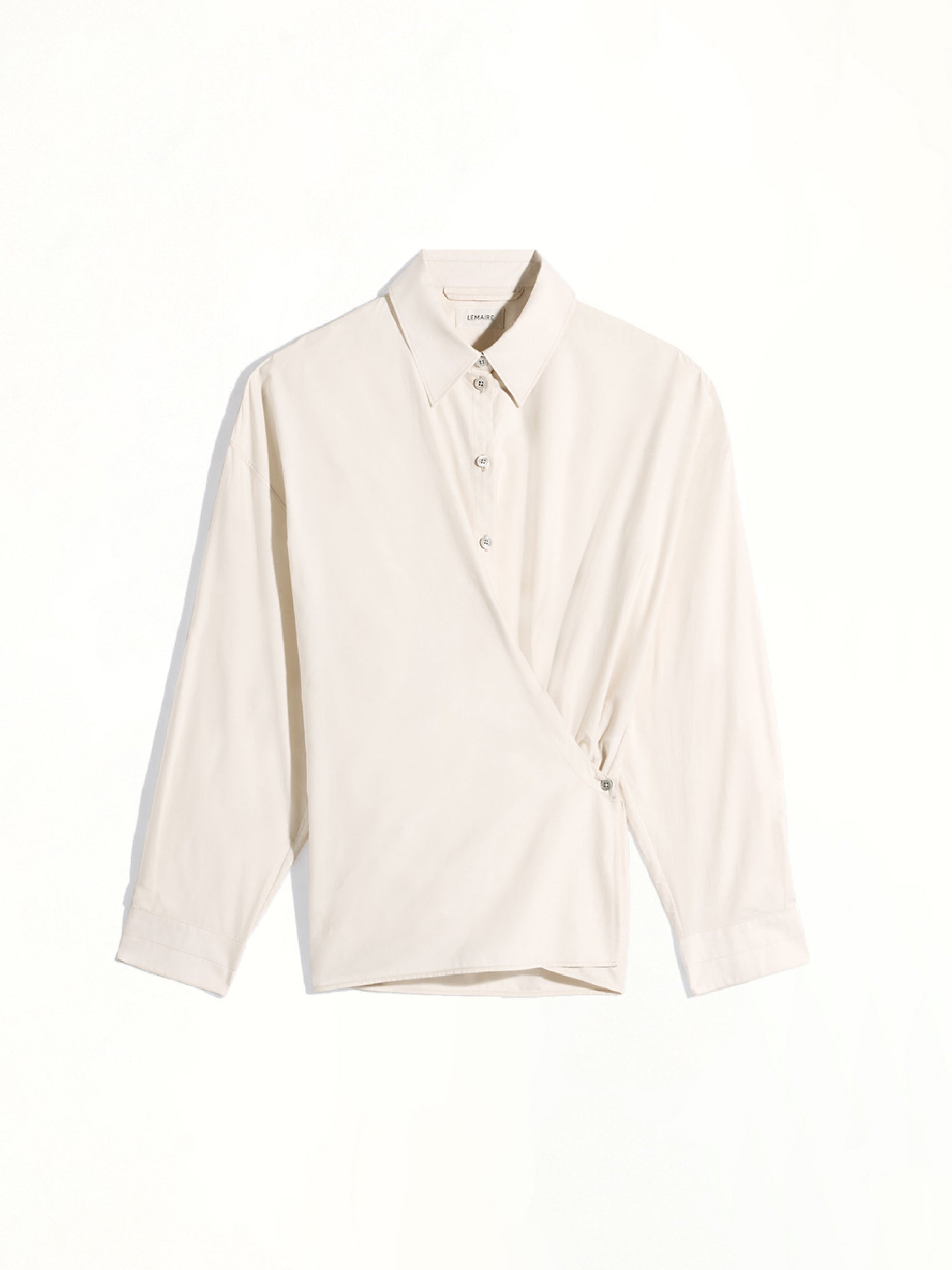 Straight Collar Twisted Shirt in Light Cream