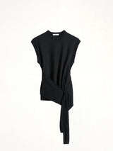 Sleeveless Buttoned Top in Black
