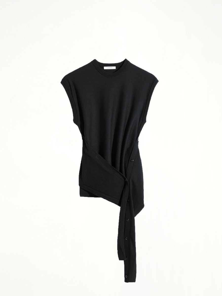 Sleeveless Buttoned Top in Black