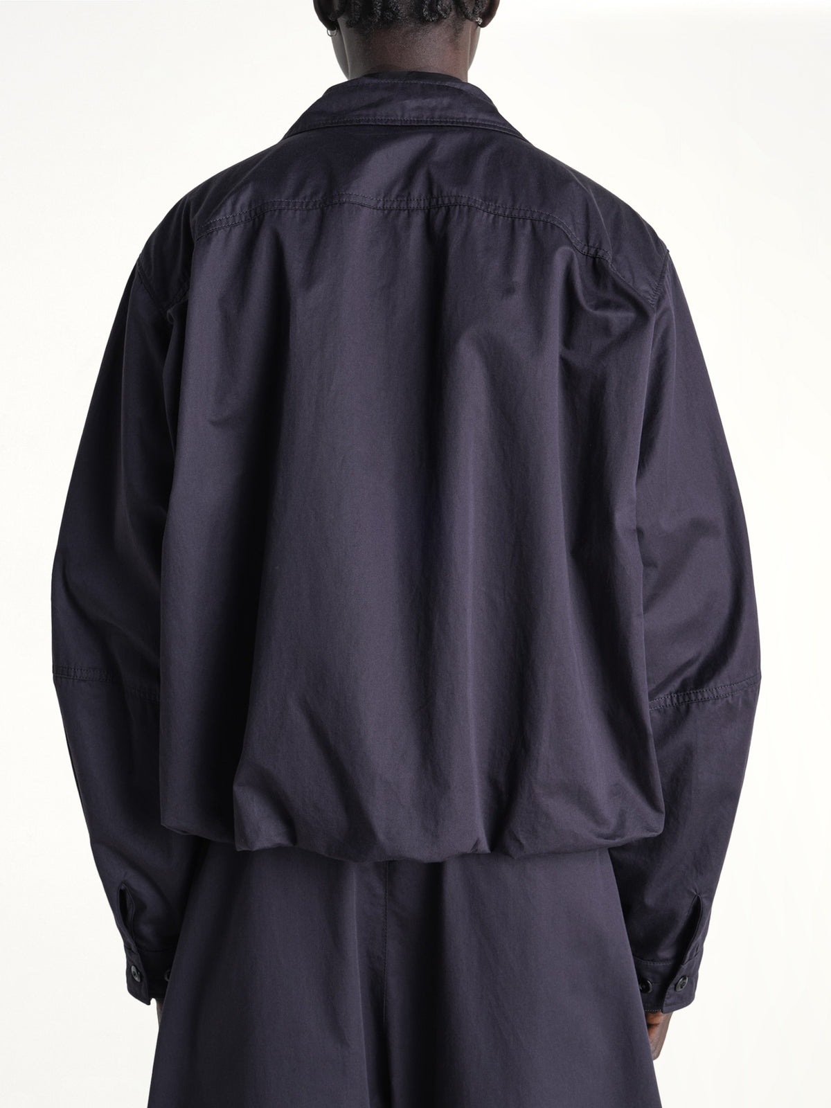 Soft Pleated Blouson in Ink Blue