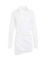 Poplin Twist Shirt Dress in White