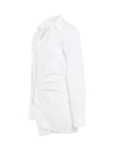 Poplin Twist Shirt Dress in White
