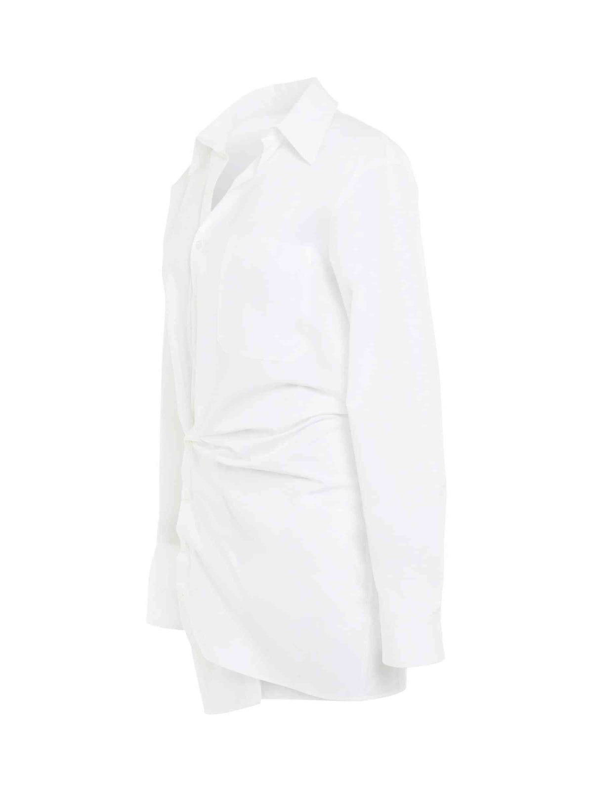 Poplin Twist Shirt Dress in White