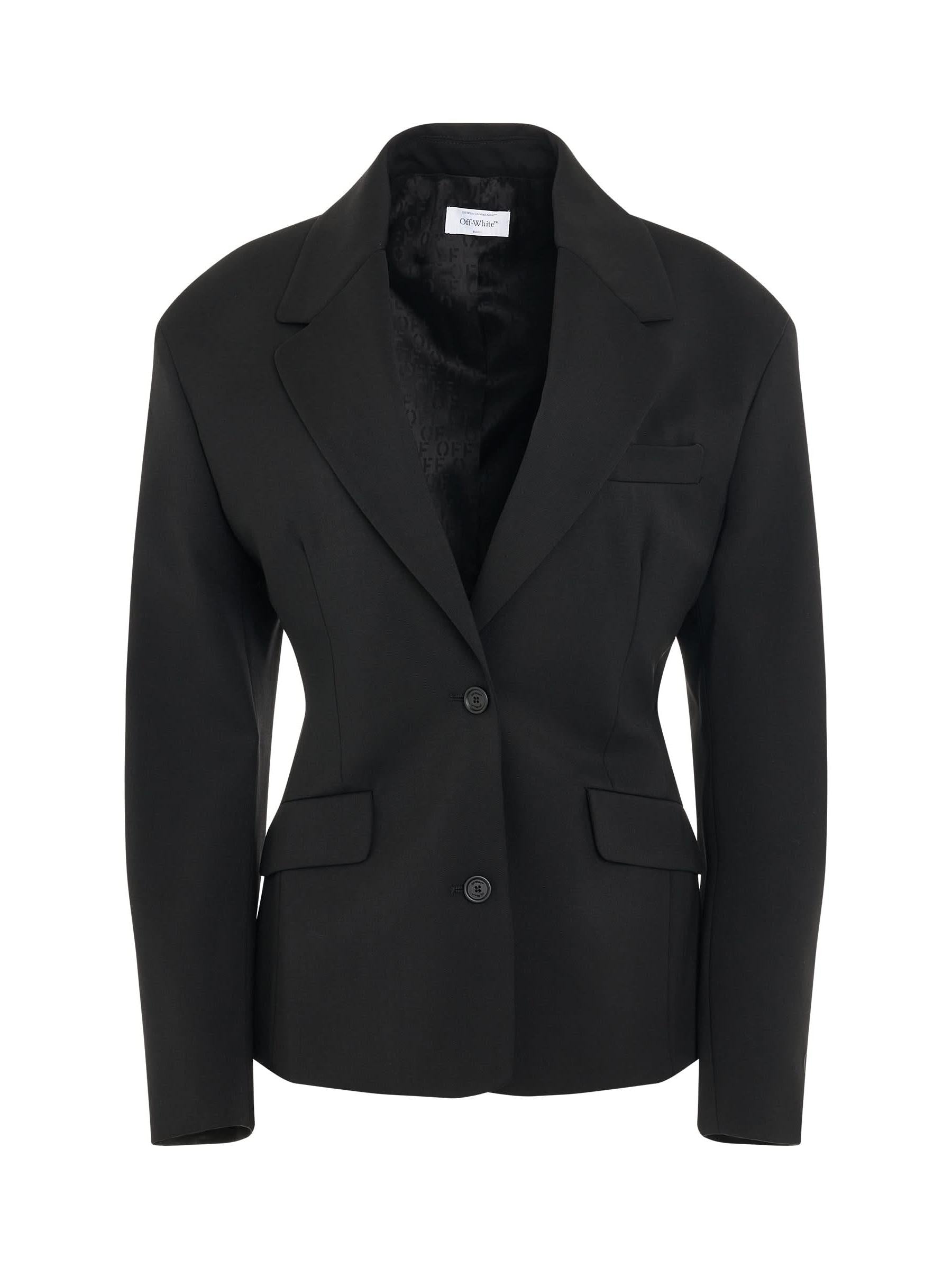Wool Blend Round Jacket in Black