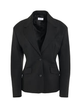 Wool Blend Round Jacket in Black
