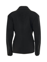 Wool Blend Round Jacket in Black