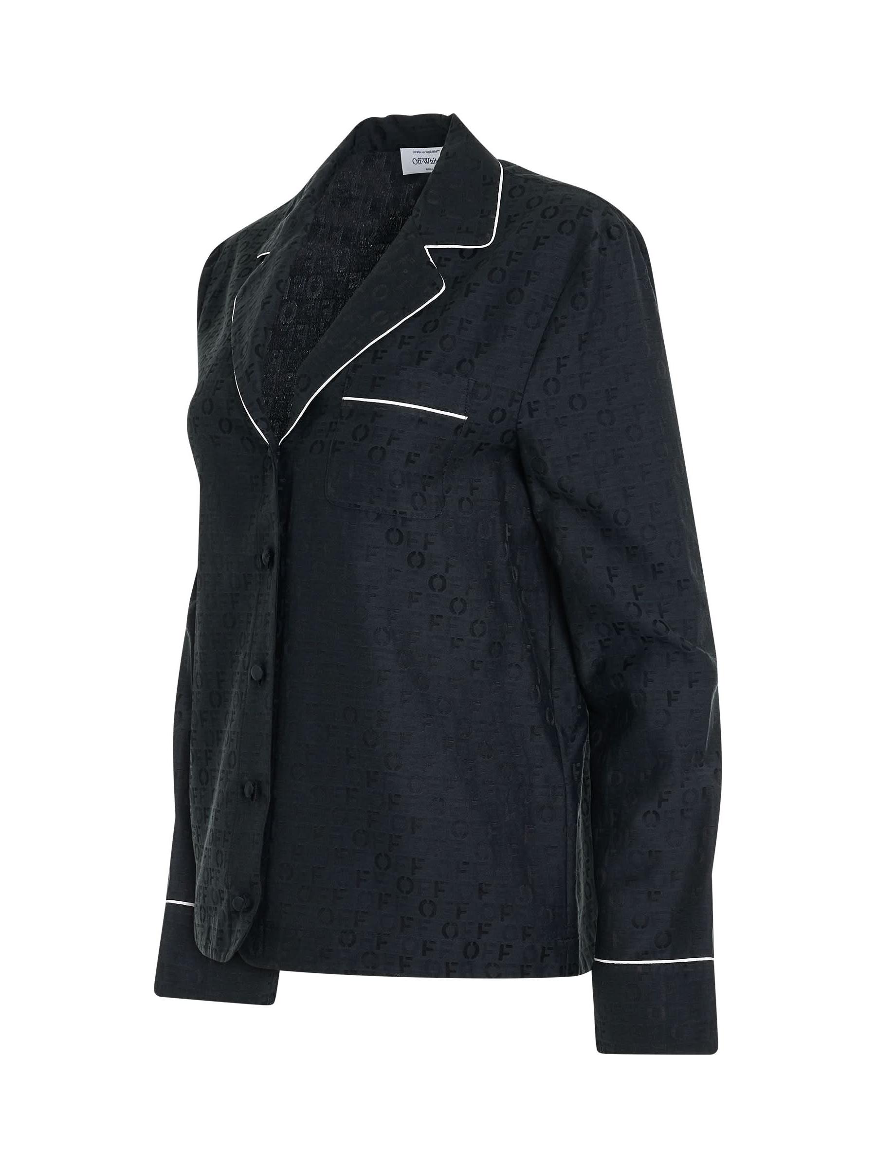 Logo Jacquardard Pajama Shirt in Black