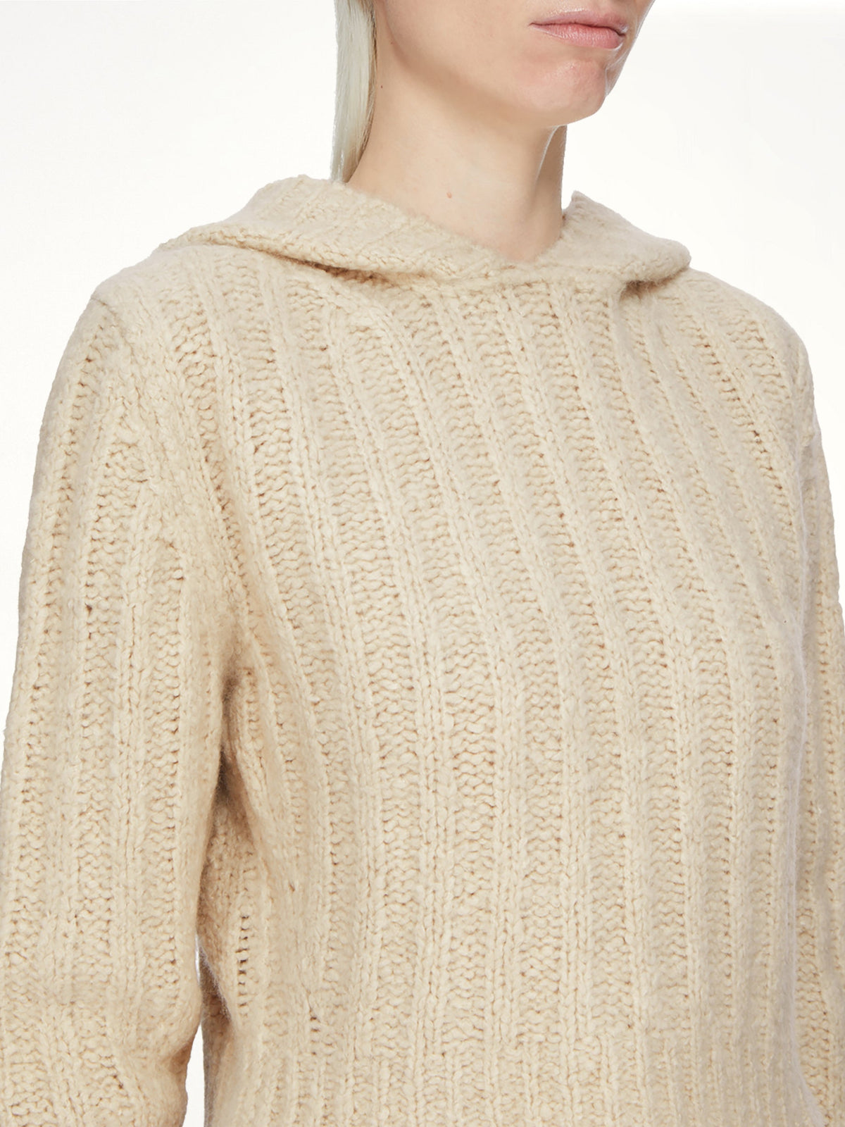 LS Cropped Hooded Top in Natural