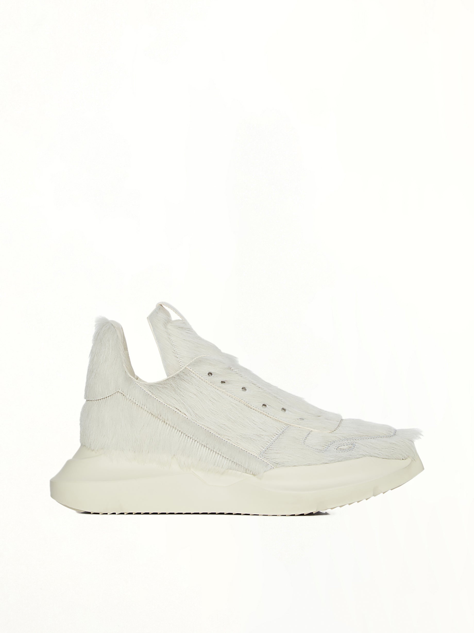 Fur Geth Runner in Milk/Milk/Milk Side View | RICK OWENS