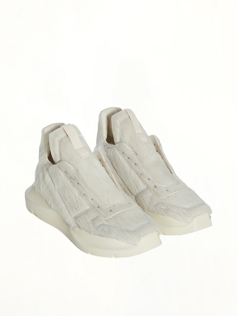 Fur Geth Runner in Milk/Milk/Milk Front View | RICK OWENS