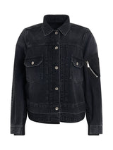 Denim & Nylon Twill Jacket in Black