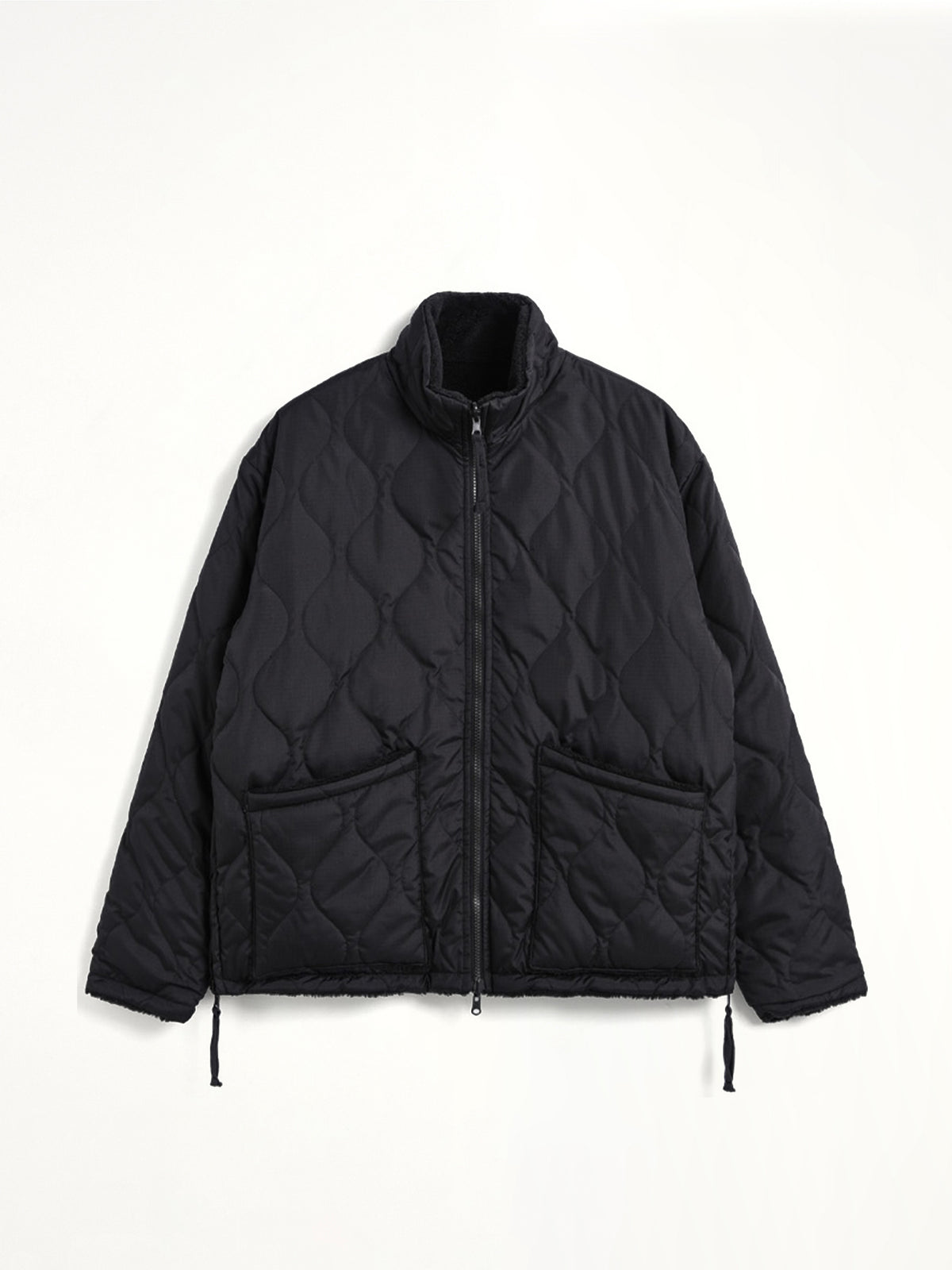 Military Reversible Down Boa Jacket in Black