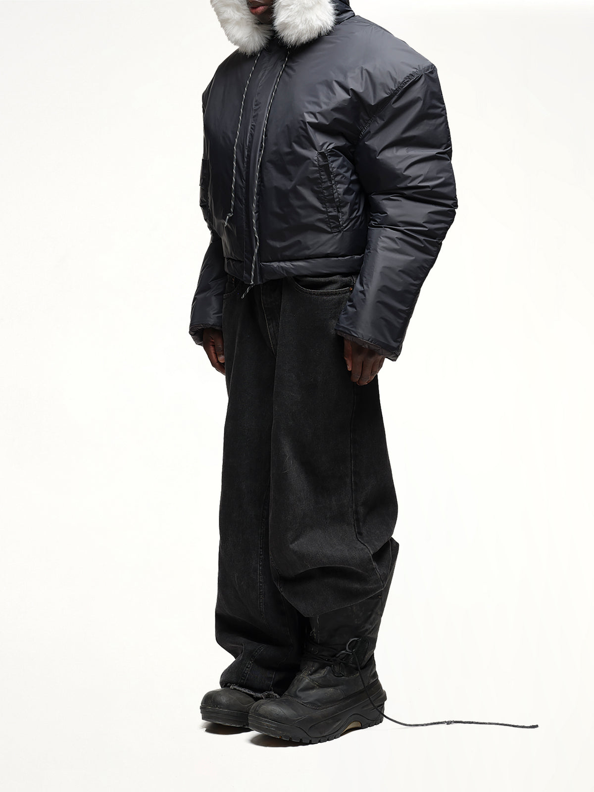 Wald Fur Puffer Jacket in Black