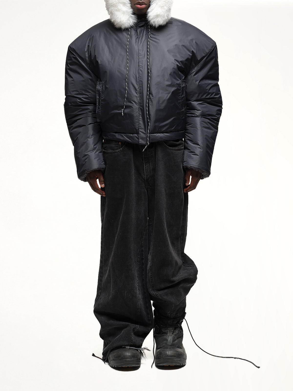 Wald Fur Puffer Jacket in Black