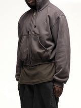 Reworked Work Zipper Hoodie in Dark Earth Tones
