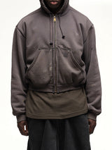 Reworked Work Zipper Hoodie in Dark Earth Tones