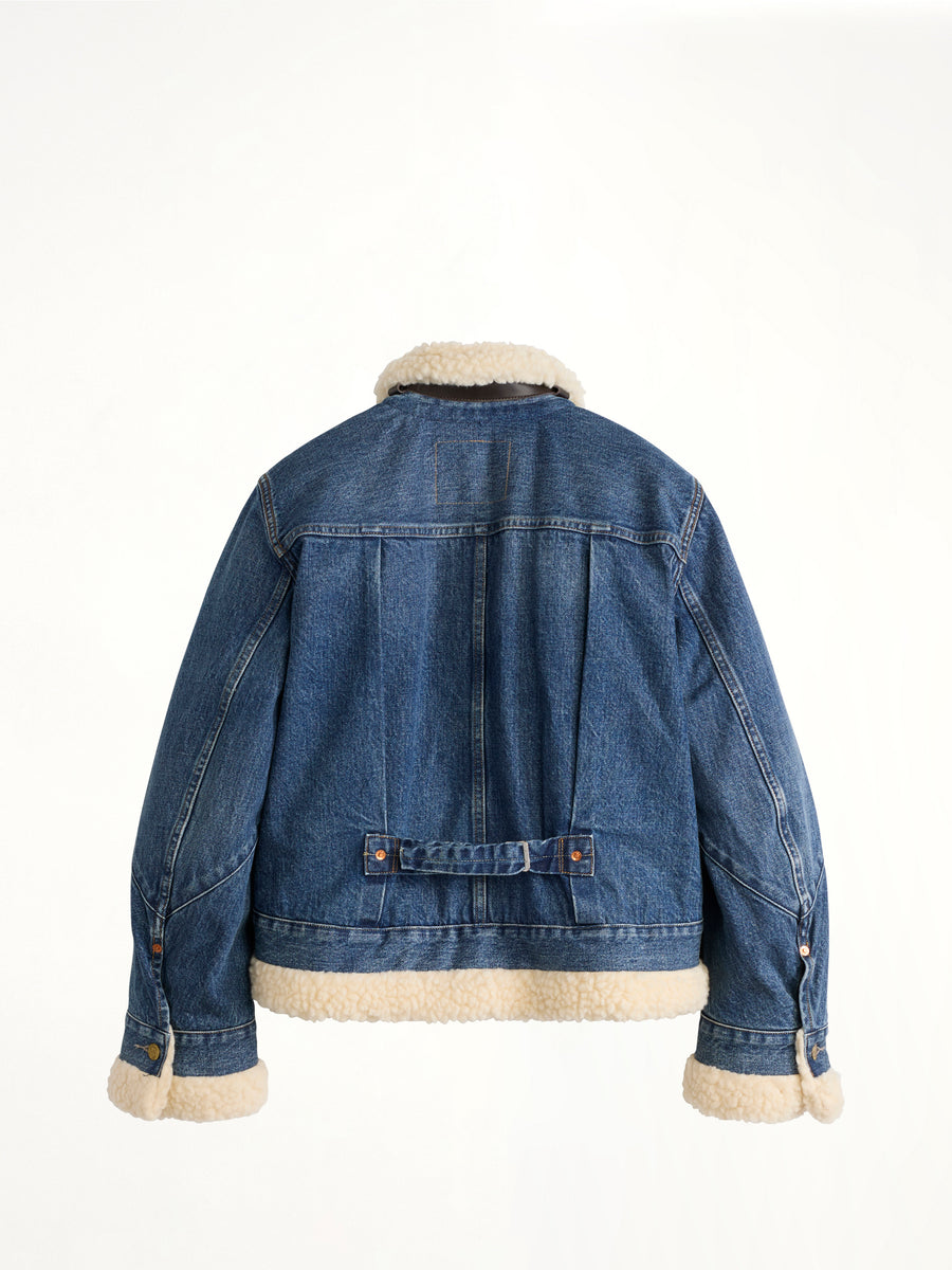 Sacai x Levi's Womens Sherpa Denim Jacket in Washed Indigo