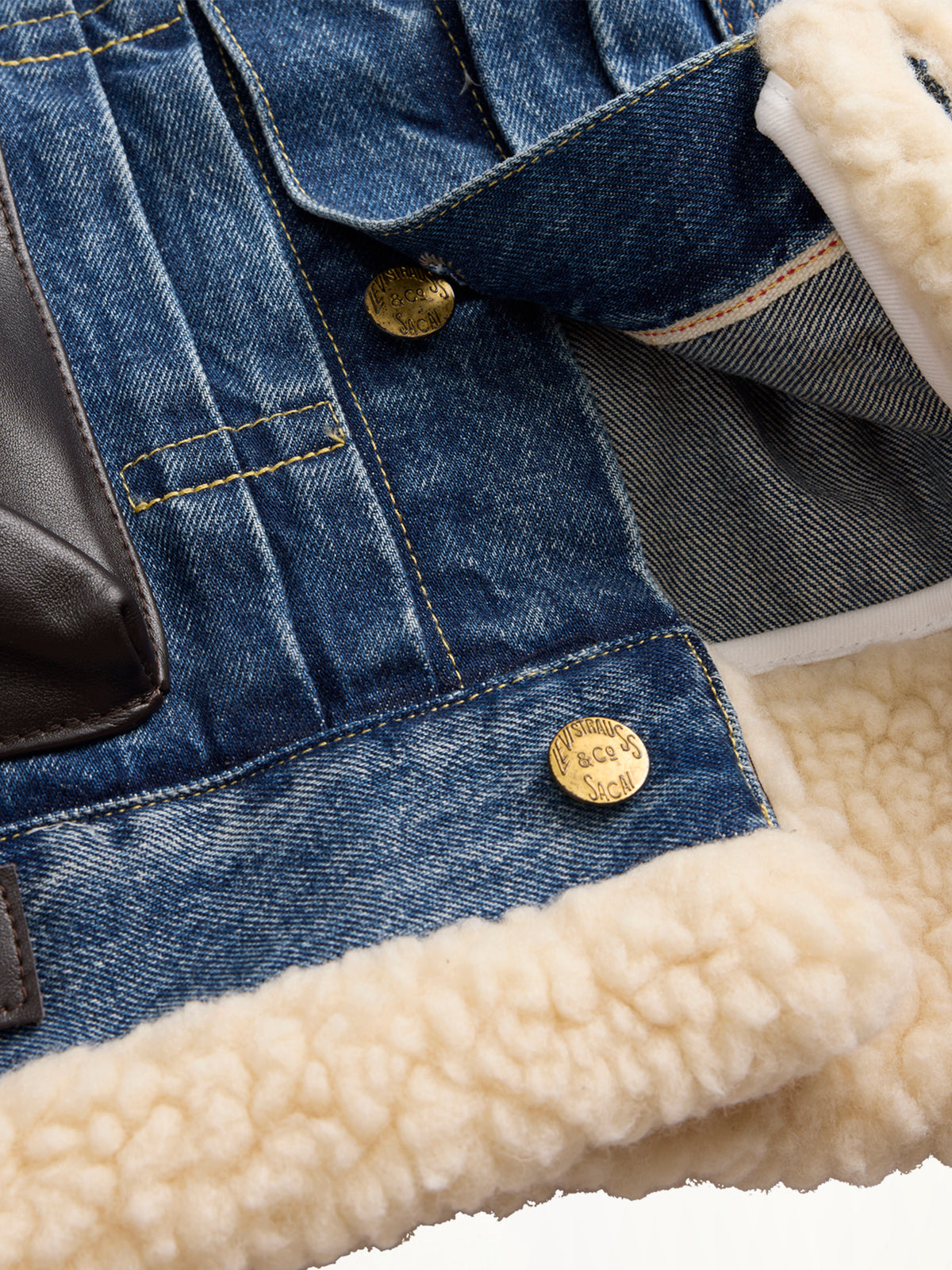 Sacai x Levi's Womens Sherpa Denim Jacket in Washed Indigo