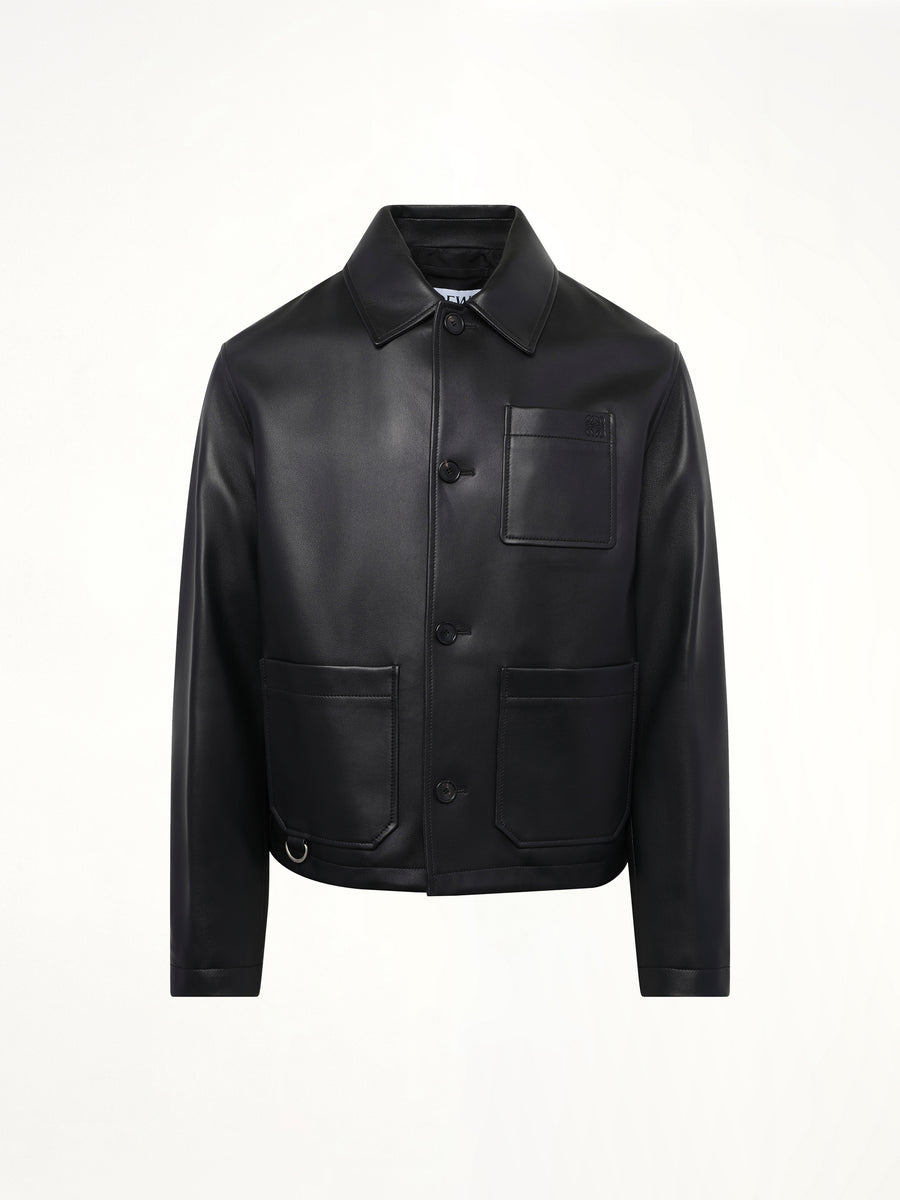 Leather Workwear Jacket in Black